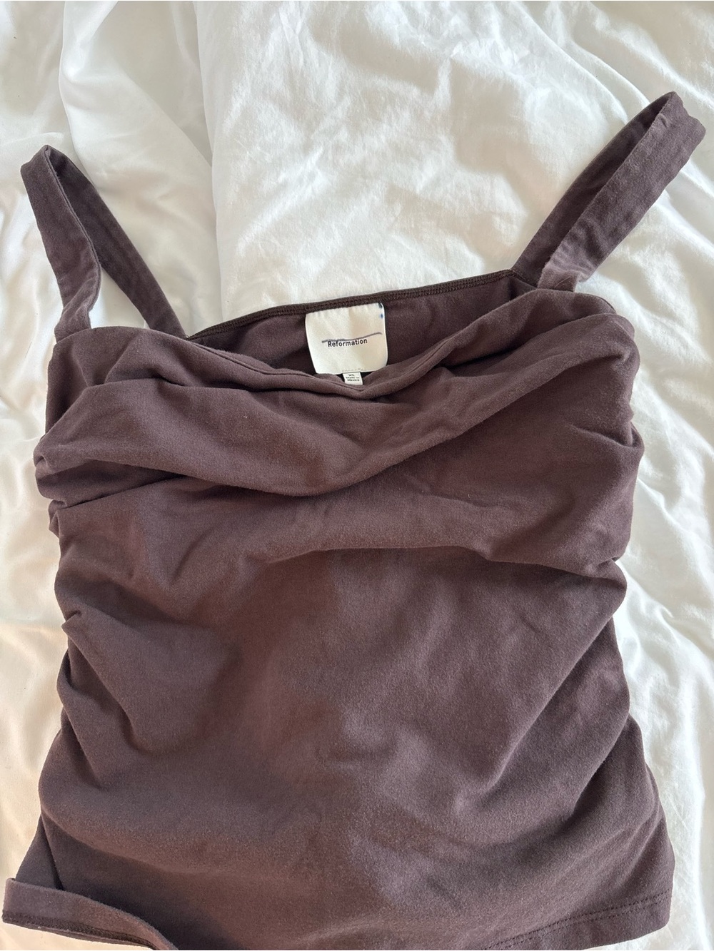 Reformation Chocolate Brown Ruched Camisole